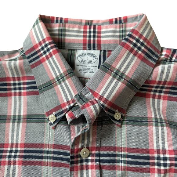 Brooks Brothers Grey & Red Plaid Button Down Shirt - Picture 3 of 10